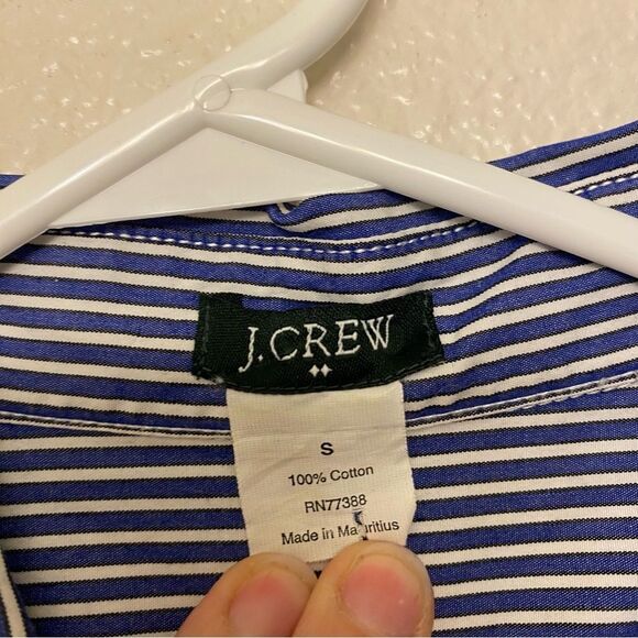 J Crew blue button up Blouse micro pinstripe professional office blouse top S - Picture 5 of 6